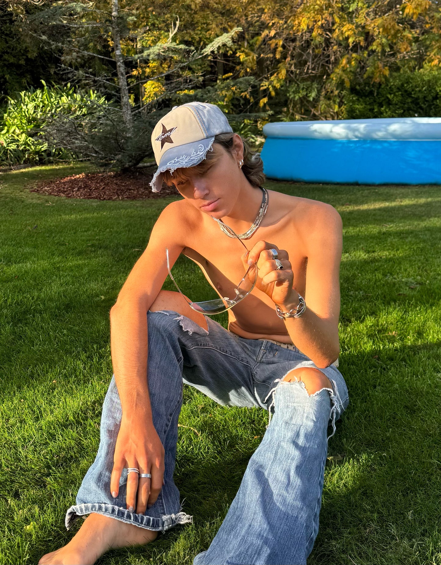 Trucker Hat - Baby Blue & Brown