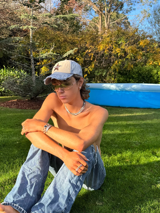 Trucker Hat - Baby Blue & Brown
